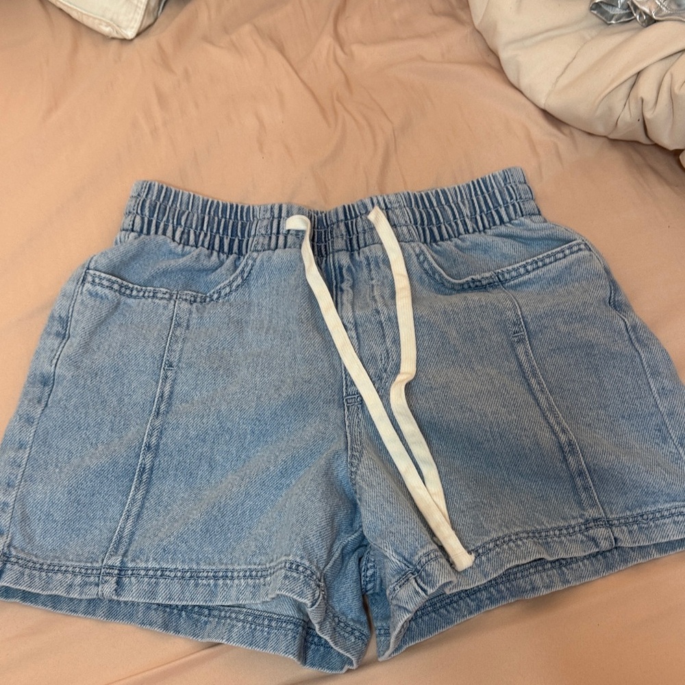 NWOT Light Blue Denim Shorts with Drawstring
